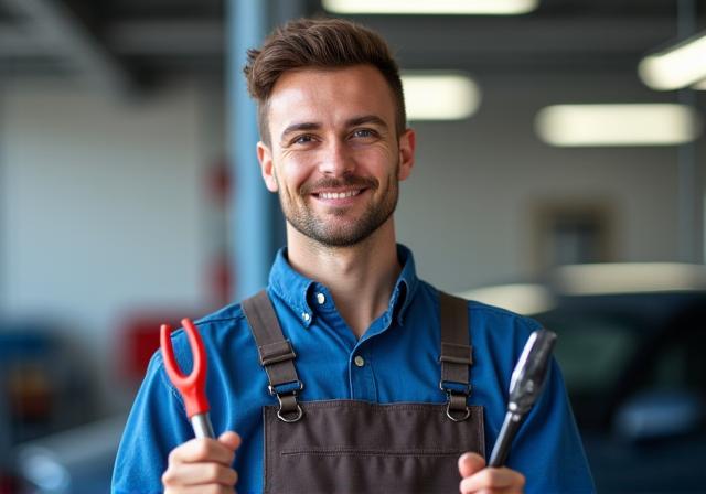 디테일링 도구를 들고 전문적인 포즈를 취하고 있는 광명 오토스파 팀원